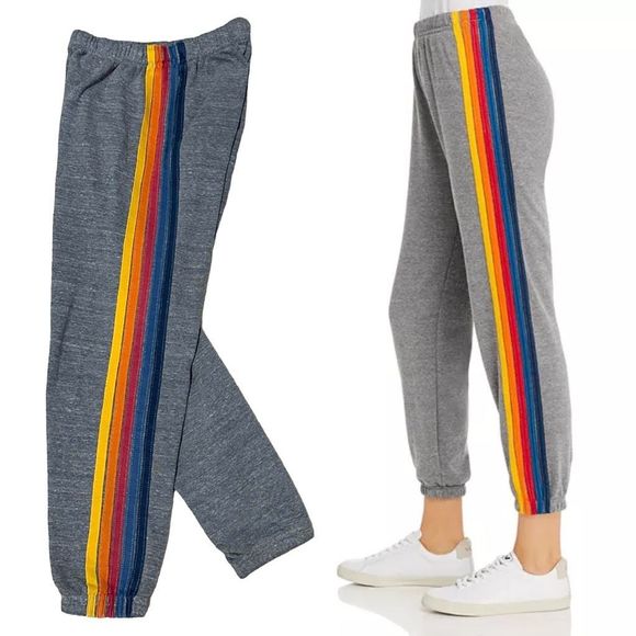 Aviator Nation Pants - SOLD !Aviator Nation Heather Gray/ Classic 5 Stripe Jogger Sweatpants , XS